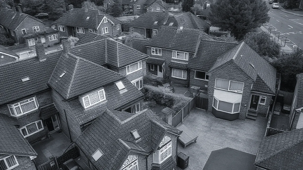 An elevated view across a site relevant to Plumbing and heating in Edgware suburban houses near Harrow